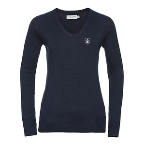 Ladies V-Neck Knitted Pullover