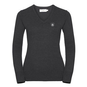 Ladies V-Neck Knitted Pullover