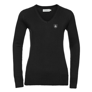 Ladies V-Neck Knitted Pullover