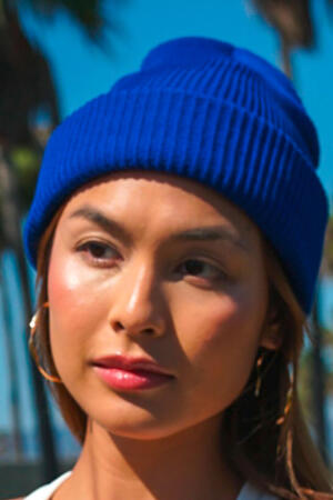 Recycled Yarn Ribbed Knit Beanie