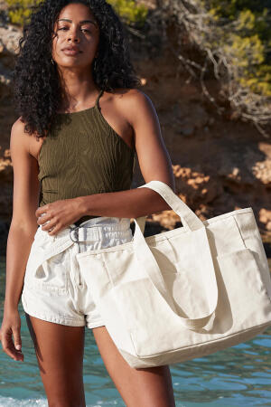 Double Handle Cargo Pocket Tote