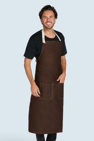 SANTORINI - Contrasted Bib Apron with Pocket