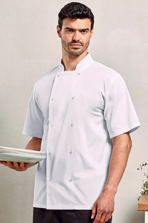 Studded Front Short Sleeve Chef´s Jacket