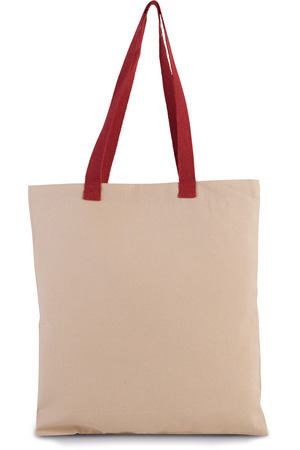 Flache Shoppingtasche aus Tuch mit kontrastfarbenem Griff