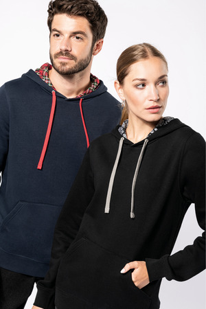 Unisex-Kapuzensweatshirt mit kontrastfarbener Kapuze und Motiven