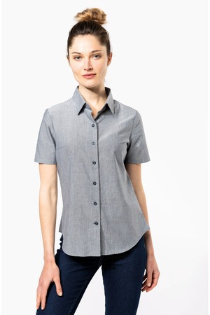 Damen Oxford Kurzarmbluse