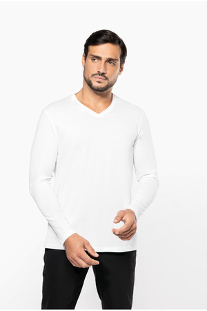 Supima® Herren-T-Shirt mit V-Ausschnitt und langen Ärmeln