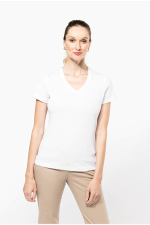 Supima® Damen-T-Shirt mit V-Ausschnitt und kurzen Ärmeln