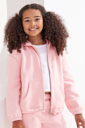 Kids Recycled Cropped Oversize Full-Zip Hoodie